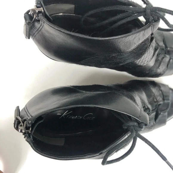 Kenneth Cole Calf Hair Lace Up Open Wedges Booties - Picture 7 of 8